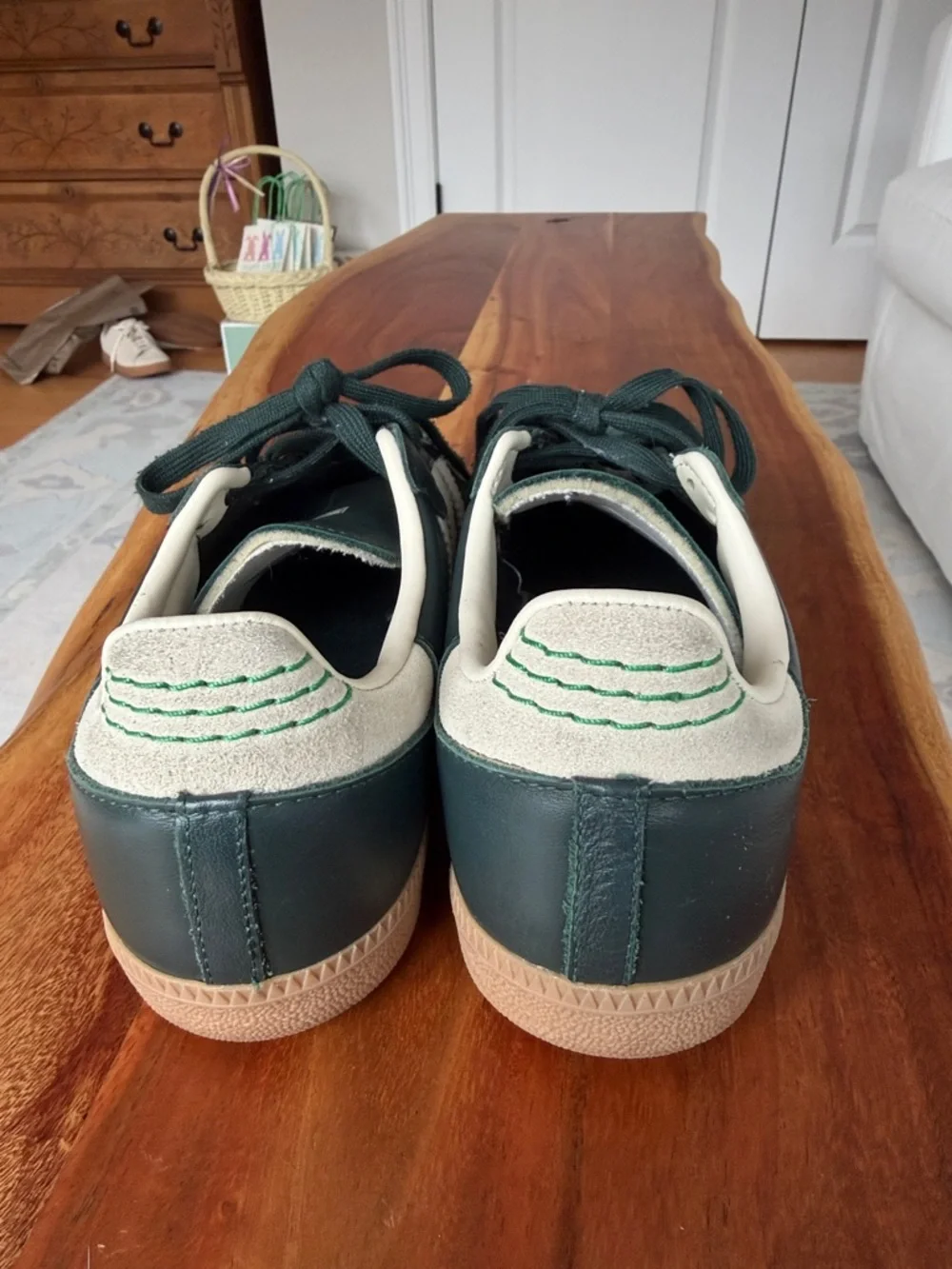adidas Womens Samba Sneakers in Forest Green and Cream - Picture 3 of 5